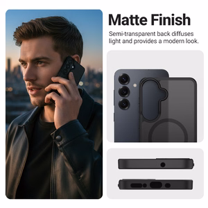 Crong Hybrid Matte Magnetic MagSafe dėklas, skirtas Samsung Galaxy A56, juodas