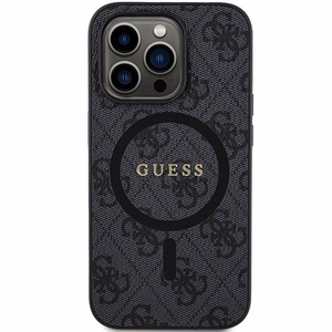 Dėklas Guess PU Leather 4G Colored Ring MagSafe Apple iPhone 15 Pro juodas