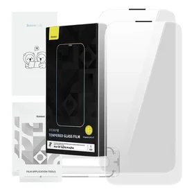 Apsauginis stiklas Baseus Corning iPhone 13/13 Pro/14 su įmontuotu dulkių filtru
