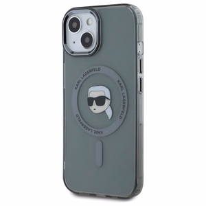 Karl Lagerfeld KLHMP15SHLSKIK iPhone 15 6.1" juodas kietasis dėklas IML Metal Karl Head Magnetinis (MagSafe)