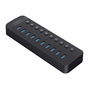 "Orico CT2U3-10AB" 10x USB-A 3.0 šakotuvas su jungikliais - juodas