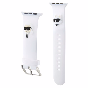 Karl Lagerfeld 3D Rubber Karl&Choupette Heads dirželis skirtas Apple Watch 38/40/41mm - baltas