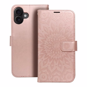 MEZZO knygos dėklas IPHONE 16 Plus mandala rausvas auksas
