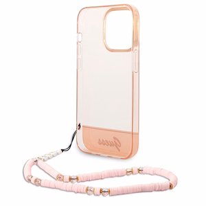 Guess GUHCP14LHGCOHP iPhone 14 Pro 6.1" pink/pink hardcase Translucent Pearl Strap