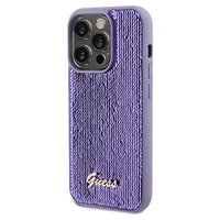 Guess Sequin Script Metal dėklas telefonui iPhone 14 Pro Max – violetinis
