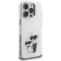 Karl Lagerfeld IML Aquarelle Karl & Choupette & Logo iPhone 16 Pro deklas - baltas