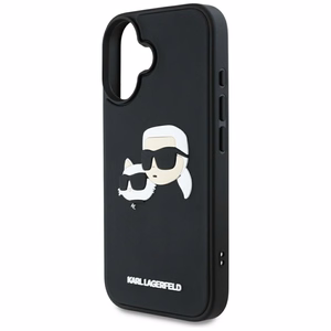 Karl Lagerfeld HC 3D guminis dvigubų galvų iPhone 16 dėklas - juodas