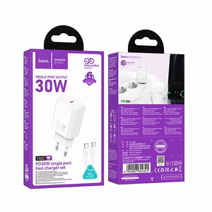 Įkroviklis Hoco N62 30W GaN USB-C + USB-C to USB-C cable 1.0m baltas
