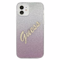 Guess GUHCP12SPCUGLSPI iPhone 12 mini 5.4" rožinis/rožinis kietas dėklas Glitter Gradient Script