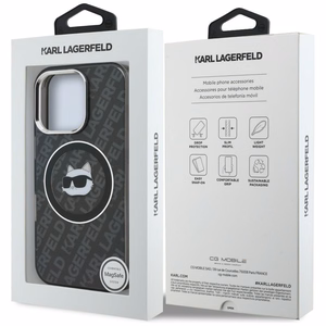 Karl Lagerfeld IML Choupette Head Logo MagSafe Dėklas iPhone 16 Pro Max - juodas