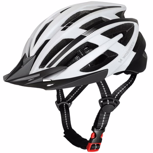 Wozinsky MTB велосипедный шлем со съемным козырьком и задним USB-фонарем M - черный и белый