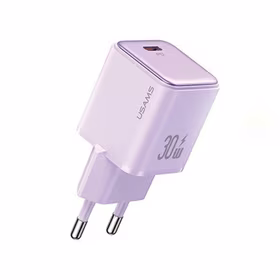 USAMS Tinklo įkroviklis 1xUSB-C PD30W 3A (tik galvutė) PD3.0 Fast Charging violetinis X-ron Series CC186TC03 (US-CC186)