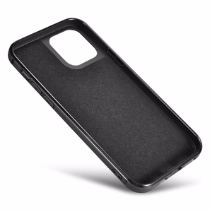 iCarer odos vaško dėklas padengtas natūralia oda iPhone 12 Pro Max juodas (ALI1206-BK)