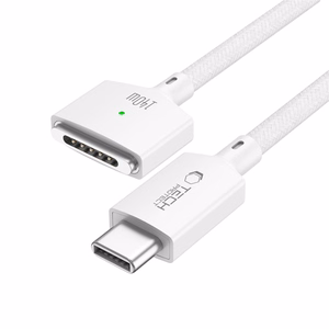 Tech-Protect MMC01 Ultraboost USB-C / MagSafe 3 140W 300cm laidas, skirtas MacBook, baltas