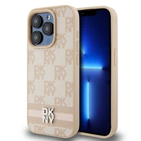 DKNY Odinis languotas mono raštas ir spausdintos juostos dėklas telefonui iPhone 15 Pro - rožinis