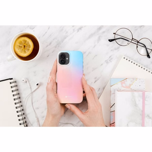 FORCELL F-PROTECT Mirage, karinio standarto išbandytas magnetinis dėklas telefonui IPHONE 16 PRO MAX, rausvai mėlynas