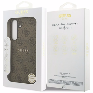 Guess 4G Ring Classic Logo Magnetinis dėklas telefonui Samsung Galaxy S25 FE - ruda