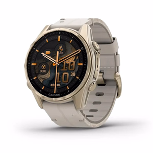 Garmin Fenix 8 3,3 cm (1.3") AMOLED 43 mm Skaitmeninis 416 x 416 pikseliai Lietimui jautrus ekranas Auksas „Wi-Fi“ GPS (palydovinis)