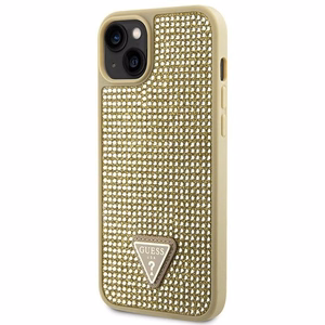 GUESS dėklas IPHONE 13 / 14 / 15 GUHCP14SHDGTPD (Rhinestone trikampis) auksinis