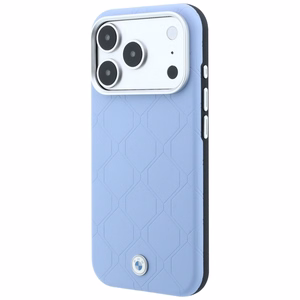 BMW Sign Deboss Quilted Metal Logo dėklas, skirtas iPhone 18 Pro Max / 17 Pro Max, suderinamas su MagSafe – mėlynas