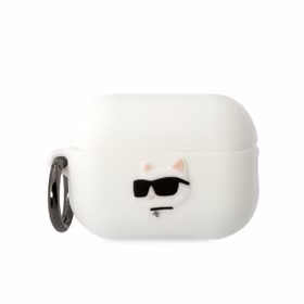 KLAP2RUNCHH AirPods Pro 2 dėklas baltas silikoninis Choupette Head 3D