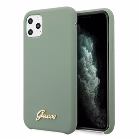 Guess GUHCN58LSLMGKA iPhone 11 Pro chaki kietas dėklas Silicone Vintage Gold Logo