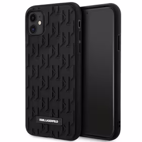 Karl Lagerfeld KLHCN61RUPKLPK iPhone 11 / Xr 6.1" kietas dėklas juodas/juodas 3D monograma