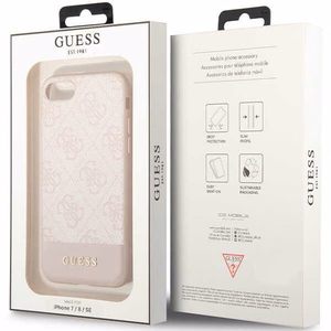 Guess GUHCI8G4GLPI iPhone 7/8/SE 2020/2022 rožinis/rožinis kietas dėklas 4G Juostelės Kolekcija