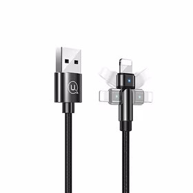 USAMS pintas sukamasis laidas U60 2A Lightning juodas 1m SJ476USB01 (US-SJ476)