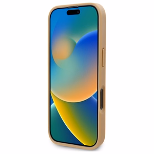 Karl Lagerfeld odinis monogramos metalinio logotipo magnetinis dėklas telefonui iPhone 16 Pro - smėlinis