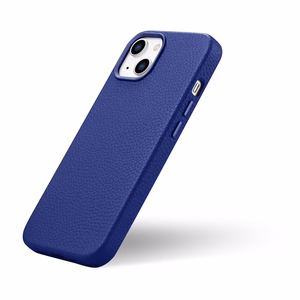 iCarer Litchi Premium odinis dėklas iPhone 14 Plus Magnetinis odinis dėklas su MagSafe Tamsiai mėlynas (WMI14220711-DB)