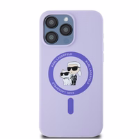 Karl Lagerfeld silikoninis Karl&Choupette galvų žiedas Magnetinis dėklas iPhone 15 Pro Max - Violetinis