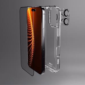 SBS rinkinys su D3O technologija iPhone 16 Pro - dėklas + apsauginis stiklas ir kameros apsauga - skaidrus