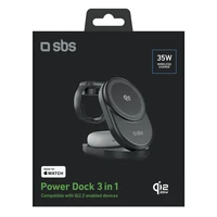 SBS Qi2.2 25W Inductive 3-in-1 Foldable Charging Station with MFI Certificate - Black