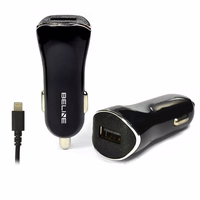 Beline automobilinis įkroviklis 1xUSB + lightning 1A iPhone 5/6/7/8/X juodas