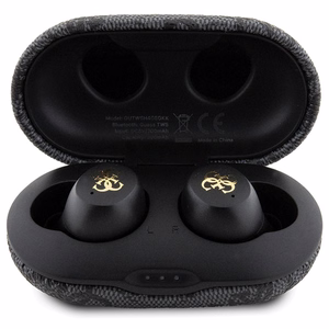 Guess Bluetooth ausinės GUTWSP4EGK TWS ENC 4G PU METAL LOGO juodos