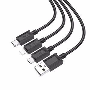 Laidas 3in1 USB A į Lightning / Micro USB / USB C Hoco 2A X74 1 m juodas
