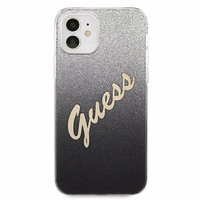 Guess GUHCP12SPCUGLSBK iPhone 12 mini 5.4" juodas/juodas kietas dėklas Glitter Gradient Script