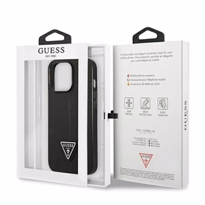 Guess GUHCP14LPSATLK iPhone 14 Pro 6.1 "juodas/juodas kietas dėklas SaffianoTriangle Logo