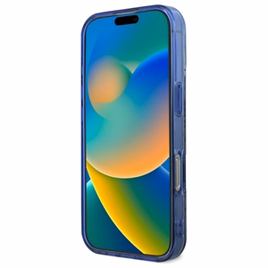 Guess IML bijūnas ant 4G fono Magnetinis dėklas telefonui iPhone 16 Pro - mėlynas