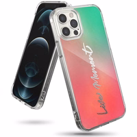 Ringke Fusion Design dėklas su TPU buferiu iPhone 12 Pro Max rožinis-žalias (GNAP0028)