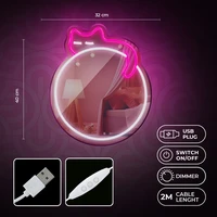 Neon MIRROR LED SLEEPING CAT white pink FMNE03 Forever Light