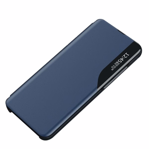 Eco Leather View dėklas telefonui elegantiškas dėklas su atvartu ir stovo funkcija Samsung Galaxy A73 mėlyna