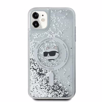 Karl Lagerfeld Skystas Blizgučiai Choupette galvos MagSafe dėklas iPhone 11 / Xr - permatomas