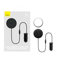 Magnetinis automobilinis telefono laikiklis Baseus CW01 prie ventiliacijos grotelių su automobiliniu USB-C įkrovikliu, 15W + 25W (juodas)