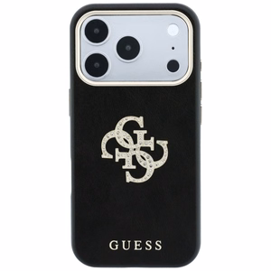 Guess Smooth & Big Strass Logo dėklas iPhone 18 Pro / 17 Pro – juodas