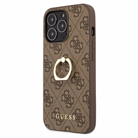 Guess GUHCP13L4GMRBR iPhone 13 Pro / 13 6.1" rudas/rudas kietas dėklas 4G su žiedo stovu
