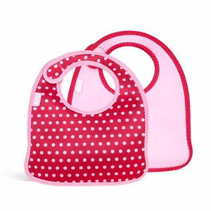 BUILT Mess Mate neopreno seilinukų mažyliams rinkinys, 2 vnt., Baby Pink Mini Dots