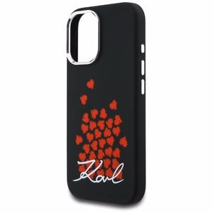 Karl Lagerfeld silikoninis dėklas su širdies logotipu MagSafe iPhone 16 - juodas