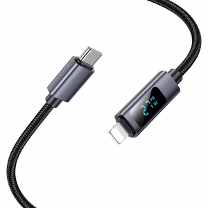 Kabelis USB C į Lightning Hoco PD 27W su ekranu 1 m X112 juodas